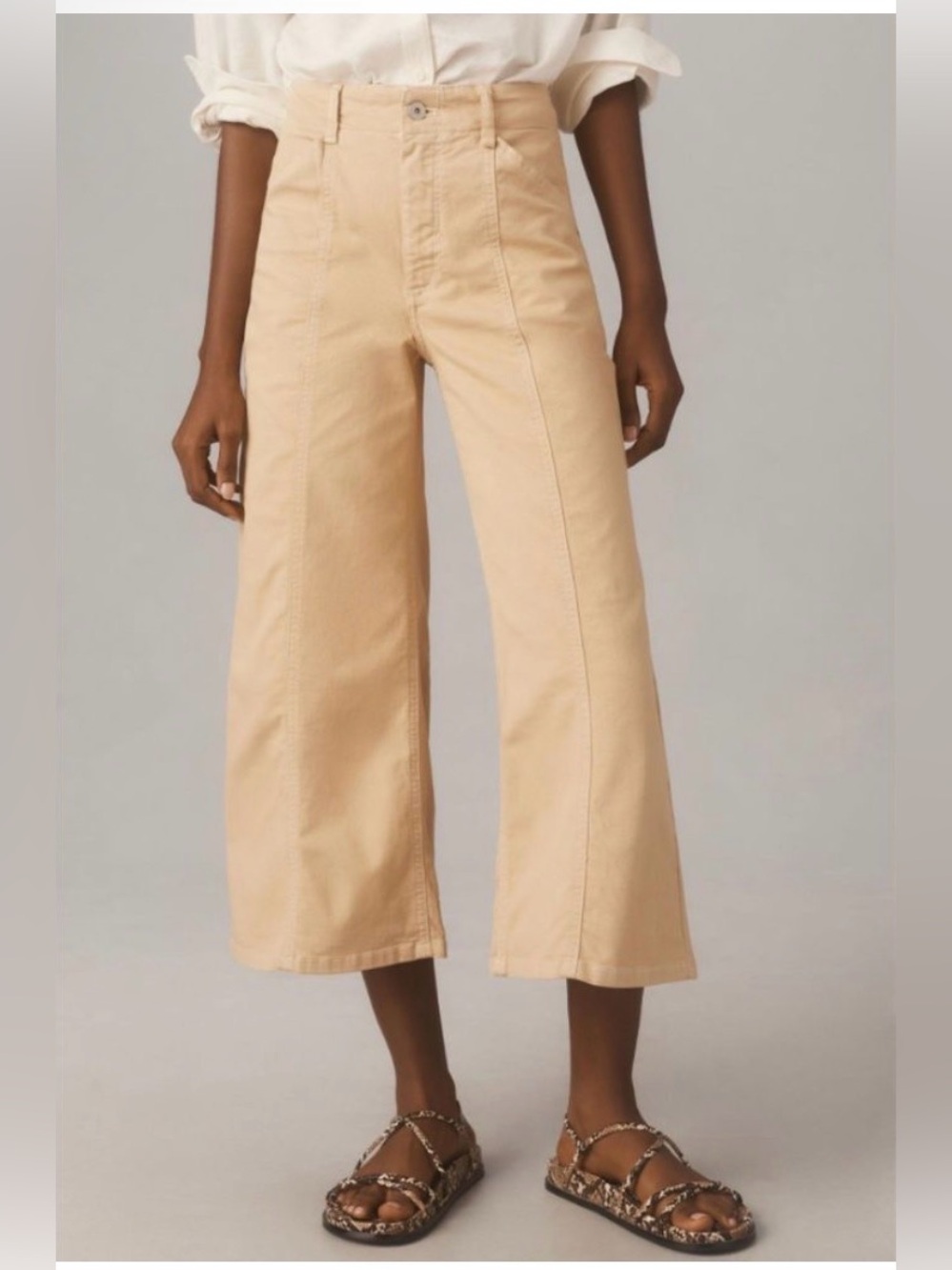 Anthropologie The Delaney Crop Clean-Seamed High-Rise Wide-Leg Jeans - Picture 2 of 6